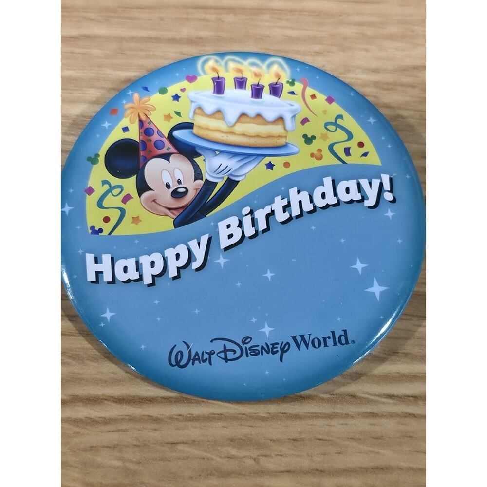 Walt Disney World Happy Birthday Pin - Mickey Mouse 3" Pin - Very Good Condition